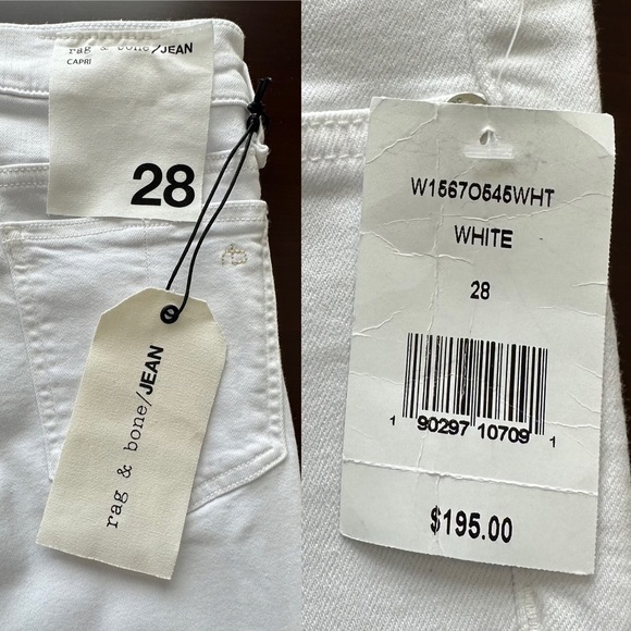 Rag & Bone 10 inch Capri Skinny White Jeans - Picture 12 of 16